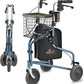 NOVA Traveler Folding 3-Wheel Walker with Tray, Basket, Pouch & Cup Holder, Lightweight Mobility Aid for Seniors & Adults, 8” All-Terrain Wheels for Tight Spaces & Travel, Blue