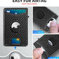 Airtag Wallet for Men,with Money Clip Gift Boxed,Slim Front Pocket Wallet RFID Blocking Metal Case Smart Pop-up Credit Card Holder in Magnetic Leather Flip
