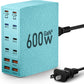 Charging Station (600W),12-Port USB C Charger Block with Dual 100W PD USB-C Fast Charging Station Hub for MacBook Pro/Air/All iPad Phone 17/16 15/14/13/Pro Max/Samsung Galaxy Note(Green) - Roamly
