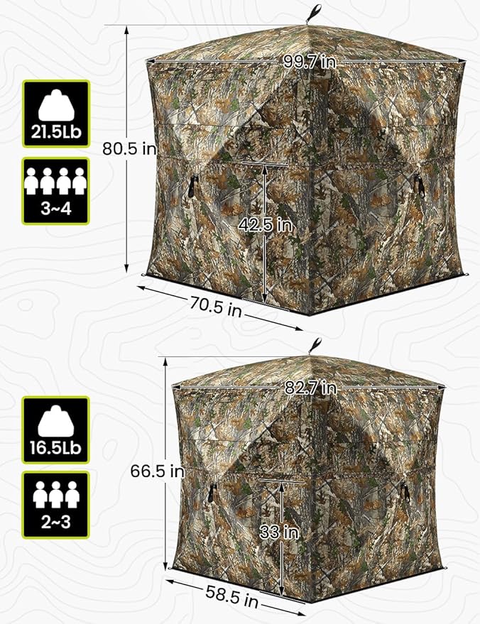 TIDEWE Hunting Blind 270°See Through with Carrying Bag for Turkey Hunting, Pop Up Ground Blinds, Portable Resilient Hunting Tent