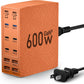 USB Charging Station (600W),12-Port USB C Charger Block with Dual 100W PD USB-C Fast Charging Station Hub for MacBook Pro/Air/All iPad Phone 17/16 15/14/13/Pro Max/Samsung Galaxy Note(Orange) - Roamly