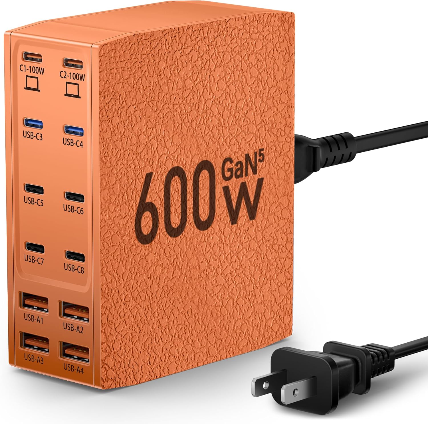 USB Charging Station (600W),12-Port USB C Charger Block with Dual 100W PD USB-C Fast Charging Station Hub for MacBook Pro/Air/All iPad Phone 17/16 15/14/13/Pro Max/Samsung Galaxy Note(Orange) - Roamly