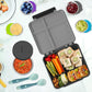 Kids Bento Lunch Box with 8oz Soup Thermo, Kids Leakproof Lunch Food Containers with 4 Compartment,Insulated Hot Food Jar with Lunch Bag for School, Travel (Black)
