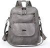 PU Leather Backpack Purse for Women Fashion Multipurpose Design Handbag Ladies Shoulder Bags Travel Backpack Grey