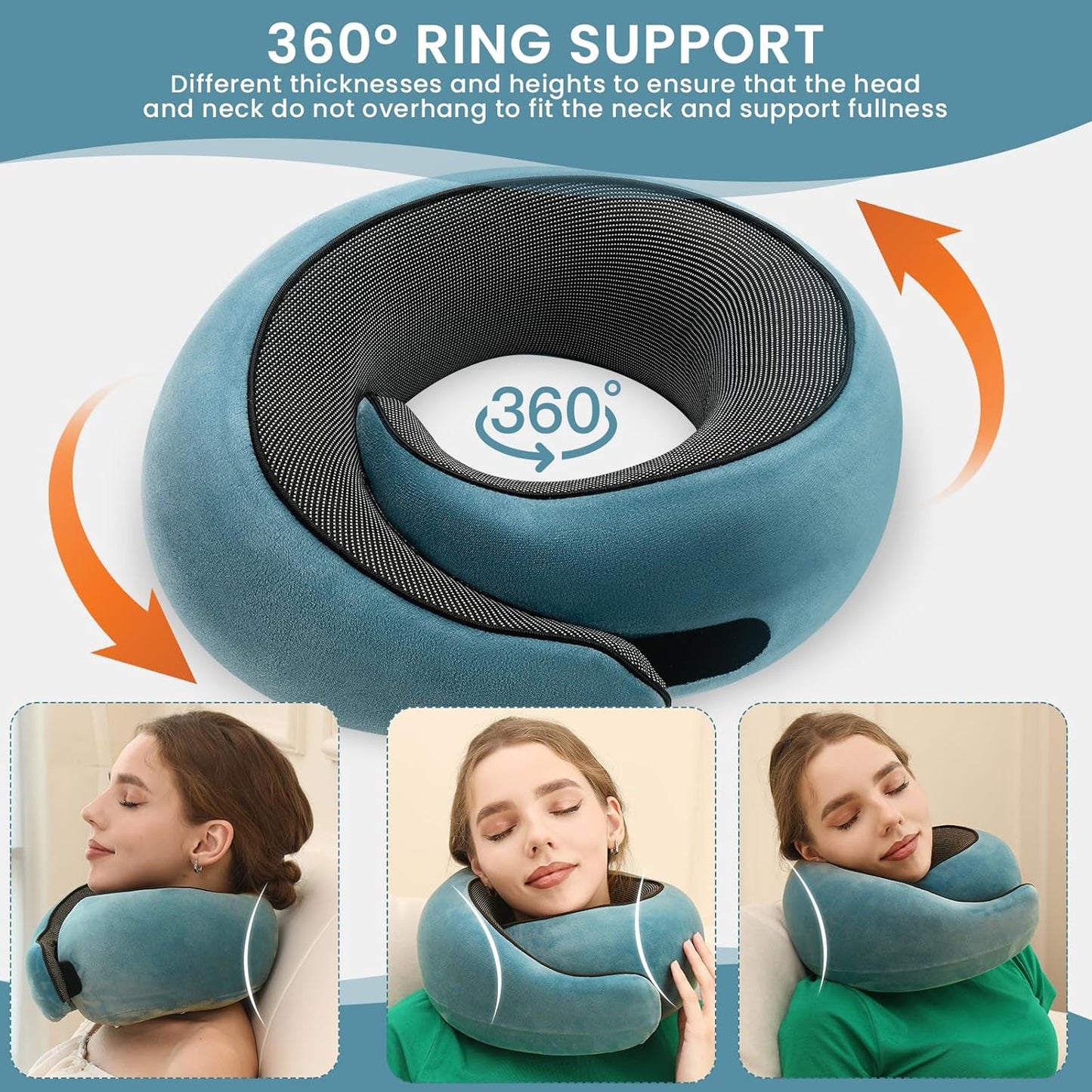 Neck Pillow, Travel Pillow uses Memory Foam to Support Neck Comfort, Ideal Companion for Airplane and car Travel, Compact, Convenient, and Versatile Airplane Sleep Pillow(Light Blue)