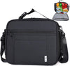 NOL Kids Lunch Bag - Kids 3+ Reusable Insulated Lunch Box with Zipper Closure Buckle Handle Adjustable Long Shoulder Strap, Easy-Clean Waterproof Fabric, Children Lunch Tote Bag for School-Black