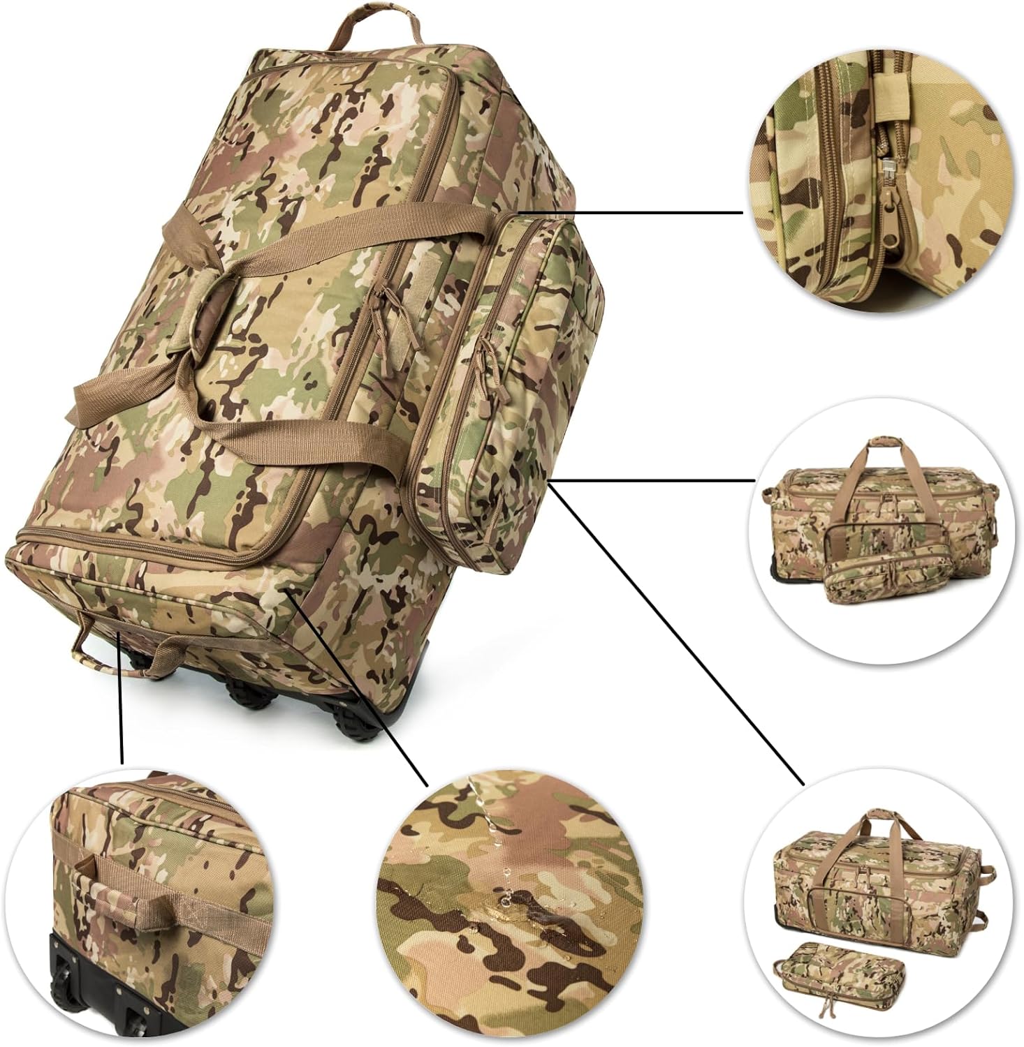 Mountain Land 120L Tactical Duffle Bag Rolling Duffle Bag with Wheels And Handle - Roamly