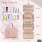 Wedama Toiletry Bag for Women, Hanging Travel Toiletry Bag with Jewelry Organizer Compartment Large Makeup Bag, PVC Waterproof Cosmetic Travel Bag for Travel Business Trips Camping Bathroom, Pink - Roamly