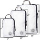 Large Compression Packing Cubes for Travel-Packing Cube Luggage Organizers 7 Piece Set for Checked Luggage-Ultralight, Expandable/Compression Bags by TRIPPED Travel Gear (White/Grey) - Roamly