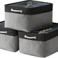 TheWarmHome Organization and Storage Basket for Organizing - 17x14x10 inch Large 3 Pack Collapsible Storage Bin for Shelves, Fabric Basket for Gifts Empty Organizer Gift Closet (Black & Grey)