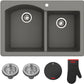 KRAUS Forteza 33-inch Drop In/Undermount 60/40 Double Bowl Granite Kitchen Sink in Grey, KGD-50GREY
