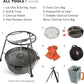 CampMaid Outdoor Cooking Set - Dutch Oven Tools Set - Charcoal Holder & Cast Iron Grill Accessories - Camping Grill Set - Outdoor Cooking Essentials - Camp Kitchen Equipment - (7 Piece Set)