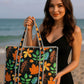 Cotton Quilted Tote Bag for Women – Large Beach & Travel Tote with Zipper, Reusable Grocery Bag