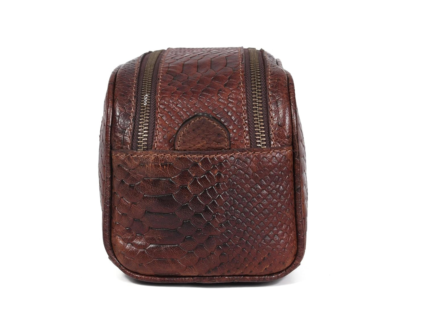 10" Premium Leather Toiletry Travel Pouch With Waterproof Lining | King-Size Handcrafted Vintage Dopp - Kit Gift for Father's Day By Aaron Leather Goods - Roamly