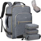 LOVEVOOK Travel Backpack for Women & Men 50L,Airline Approved Carry On Backpack Travel Essentials,TSA Carry on Luggage,Waterproof Personal Item Travel Bag,Suitcase with 3 Packing Cubes,Gray-Black