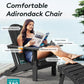 SERWALL HDPE Folding Adirondack Chair with Dual Cup Holder - Composite Adirondack Chair Set of 4- Black