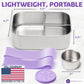 Everusely - Bento Box - Lavender, 37oz / 1.1 L - Stainless Steel Lunch Box with Leakproof Condiment Container - 3 Compartment Snack Organizer for On the Go Meals - Freezer & Dishwasher Safe