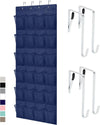 GORILLA GRIP Over the Door Shoe Organizer, 24 Large Breathable Mesh Pockets, Space Saving Hanging Storage Holder, Closet Rack Hanger Holds Up to 40 lbs, Hangs on Closets for Shoes, Accessories, Navy