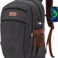 Tzowla Vintage Canvas Laptop Backpack for Men and Women,College Travel Work Rucksack with USB/Type-C Charging Port,Lightweight Bookbag Hiking Casual Daypack Backpacks Fit 15.6 Inch Notebook(Black)