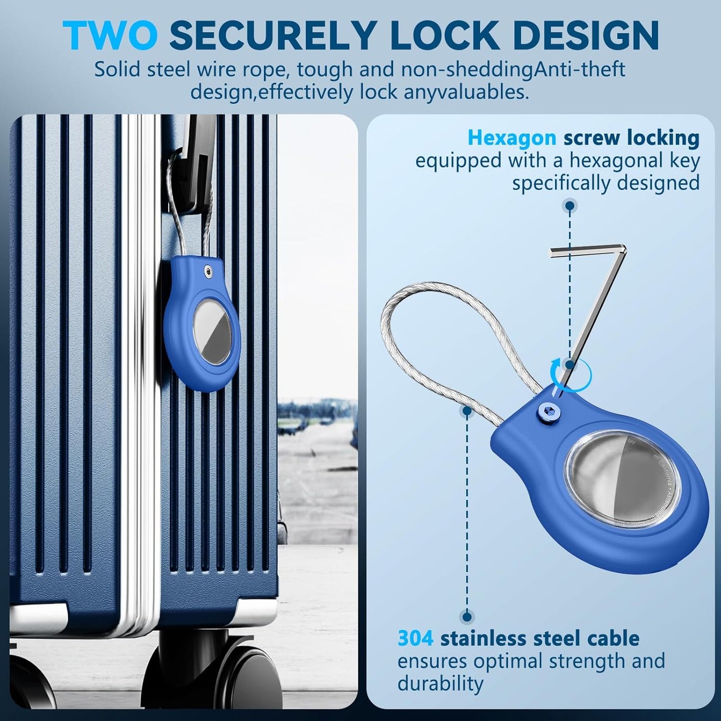 Waterproof Airtag Holder,4 Pack Airtag Case with Secure Lock,Airtags Keychain for Apple Airtag,Anti-Lost Protective Case Air tag Accessories for GPS Tracker Luggage,Bag,Key,Pet-Blue/Blue/Green/Green