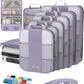 10 Set Compression Packing Cubes for Travel Essentials,Compressible Expandable Packing Cubes for Suitcase,OlarHike Luggage Organizer Bags for Travel,Handy Helper for Organizing Clothes(Purple Gray) - Roamly