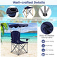 Goplus Camping Chair with Canopy Shade, Folding Lawn Chair with Umbrella Cup Holder & Carry Bag, Portable Sunshade Chair for Adults for Beach Outdoor Travel Hiking Fishing (Blue)