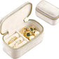 TAIMY Mini Jewelry Travel Case, Velvet Small Travel Jewelry Box, Portable Jewelry Travel Organizer Box for Rings Earrings Necklaces, Gifts for Women Girls(Beige)