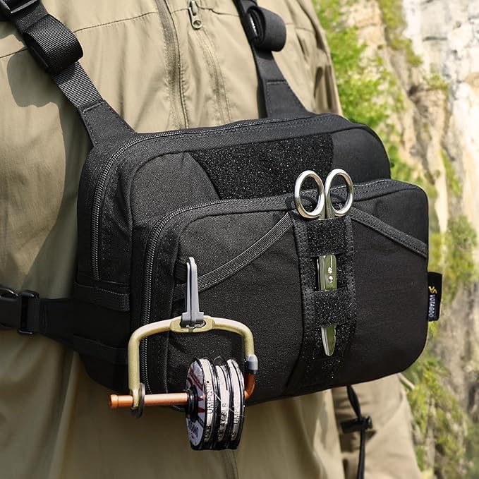 Fishing Chest Pack, Fly Fishing Bag for Men and Women, Tackle and Fly Boxes Storage Pack, Hunting Binocular Pack