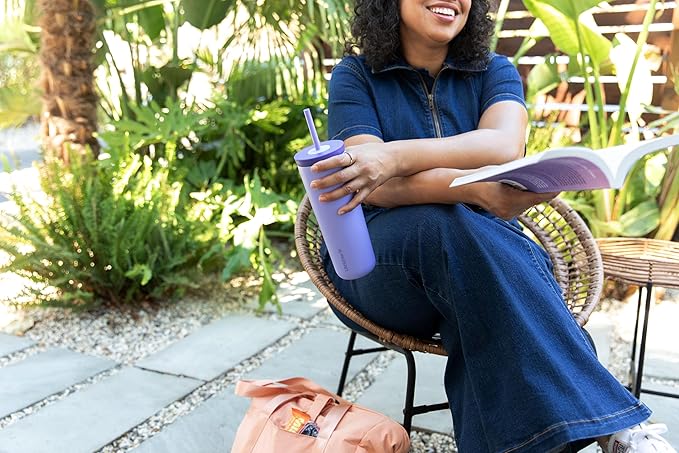 LifeStraw Go Series Tumbler – Double Wall Insulated Stainless Steel Water Filter, Thistle Purple, Designed for Everyday Use, Removes Bacteria, Parasites, Microplastics, and Improves Taste