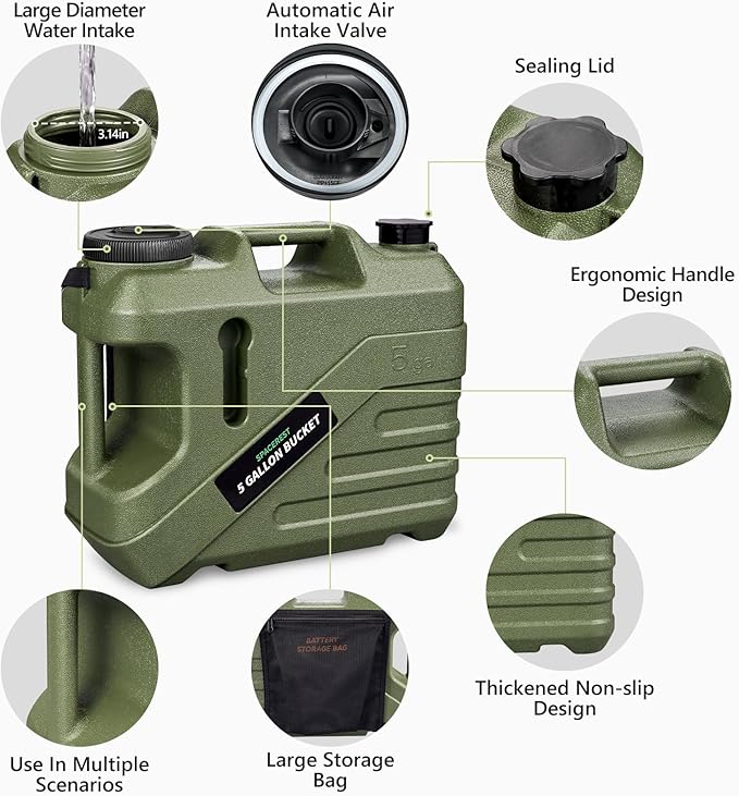 SPACEREST Portable Shower for Camping with Integrated Design – Spill-Resistant, Electric Camping Shower, 5-Gallon Food-Grade Water Jug for Outdoor, Beach, Hiking, Dog Wash, 2 Batteries