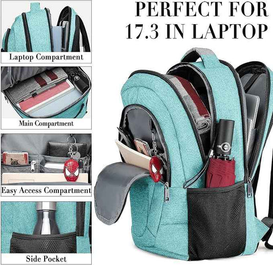 BIKROD Teal Backpack for Women and Men, Extra Large School Backpacks for Teens, Water Resistant Back Pack Fits 17 Inch Laptop, Business Anti Theft Sturdy Computer Bag Gifts
