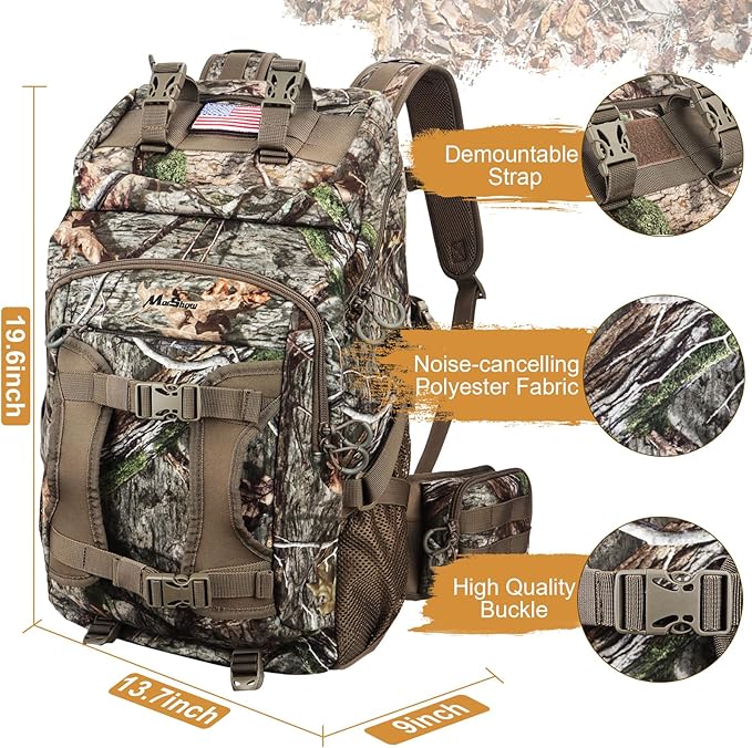 Hunting Backpack, Outdoor Hunting Pack with Rifle Holder, Hunting Backpacks for Men, Hunting Bag with Waterproof Rain Cover
