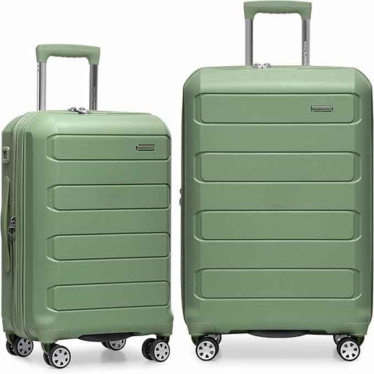 Traveler's Choice Pagosa Hardshell Expandable Luggage with Spinner Wheels, Green, 2-Piece Set (22/26)