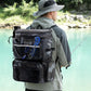 HXLGMD Fishing Backpack with Rod Holders, Double Layer Large Water-resistant Tackle Bag Store Gear with Cooler, Khaki