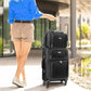 U.S. Traveler Lightweight Rolling 20" Carry On Luggage Softside Suitcase, Black, 4 Wheel