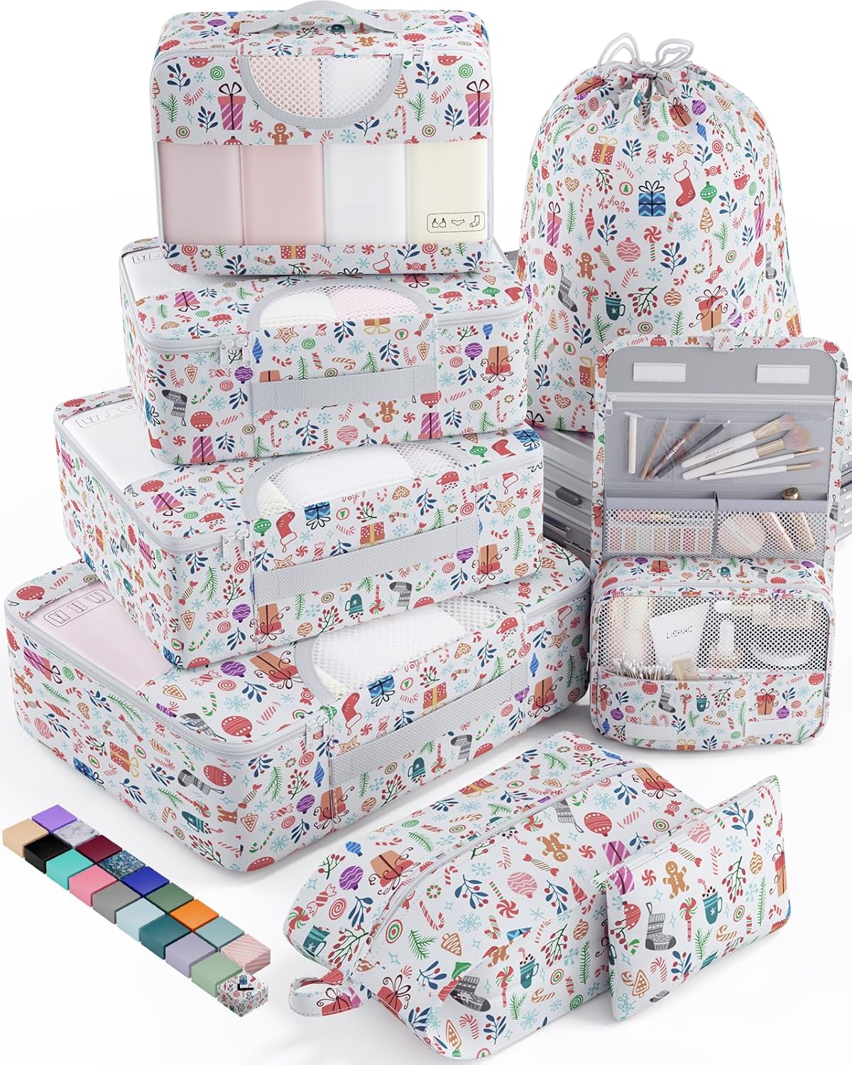 Veken 8 Set Packing Cubes for Travel Kids, Beach Vacation Essentials Accessories for Cruise Ship, Suitcase Organizer Bags for Luggage with Hanging Toiletry & Shoe Bag, Birthday Gifts for Women Mom Her - Roamly
