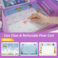 MENZOKE Car Seat Tray for Kids Travel, Kids Travel Tray with Educational Drawing Board, Tablet Holder & Cooler Cup Holder, Holiday Gifts for Car Trip, Purple