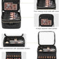 Relavel Makeup Bag with LED Mirror, Travel Makeup Case with Rechargeable Lighted Mirror 3 Color Lights, Dual Layer Cosmetic Box Makeup Brush Lipstick Holder Organizer for Women, Leather Black