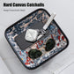 2025 Improved Design Premium Square Fabric Valet Tray Organizer Set of 2, Hard Canvas Catchall Tray for Watches, Keys, Wallets, Jewelry & Candys on Desk, Bedside, Nightstand (Square Hard)