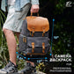Padwa Lifestyle Black Gray Camera Backpack - Weather Resistant Waxed Memory Canvas Camera Backpacks for Photographers,Multi DSLR SLR Camera Bag with 16” Laptop & Lens Compartment and Tripod Holder