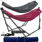 Tranquillo Combo x2 Hammocks with Stand for Outside & Tree Straps, Heavy Duty Hammock with Stand 600lbs for Indoor Outdoor Patio Backyard, x2 Hammocks for 2 Person, Portable Carrying Bags, Red