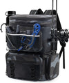 HXLGMD Fishing Backpack with Rod Holders, Double Layer Large Water-resistant Tackle Bag Store Gear with Cooler, Khaki