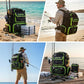 AUMTISC Fishing Tackle Backpack, Fishing Backpacks with 2 Rod Holders, Waterproof Bag Backpack with 4 Tackle Boxes, Rain Cover & Small Insulated Bag, Large Fishing Backpacks for Fish Gear & Equipment