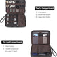 LANNSYNE Full Grain Leather Travel Cable Accessories Bag, Electronic Organizer Carry Case Double Layer Storage Case for Cables, Charger, Phone, Power Bank