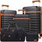 UKEIN Luggage Sets 5 Piece, Carry On Luggage 20In With Spinner Wheels, Hardside Suitcase Set with TSA Lock,Durable Large Suitcase With Travel Backpack for Men-20/24/28in (Black, 5 piece set)