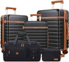 UKEIN Luggage Sets 5 Piece, Carry On Luggage 20In With Spinner Wheels, Hardside Suitcase Set with TSA Lock,Durable Large Suitcase With Travel Backpack for Men-20/24/28in (Black, 5 piece set)