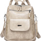 PU Leather Backpack Purse for Women Fashion Multipurpose Design Handbag Ladies Shoulder Bags Travel Backpack Beige