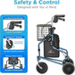 NOVA Traveler Folding 3-Wheel Walker with Tray, Basket, Pouch & Cup Holder, Lightweight Mobility Aid for Seniors & Adults, 8” All-Terrain Wheels for Tight Spaces & Travel, Blue