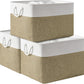 TheWarmHome Organization Basket - 20x16x14 inch Jumbo 3 Pack Collapsible Storage Bins for Shelves, Fabric Storage Cubes for Closet Organizer Gift Toy (White & Khaki)