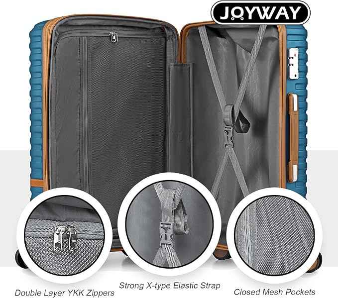 Joyway Carry On Luggage 20 Inch Expandable Suitcase with Spinner Wheel, 3 Piece Hard Shell Luggage Set with TSA Lock(Navy Blue)